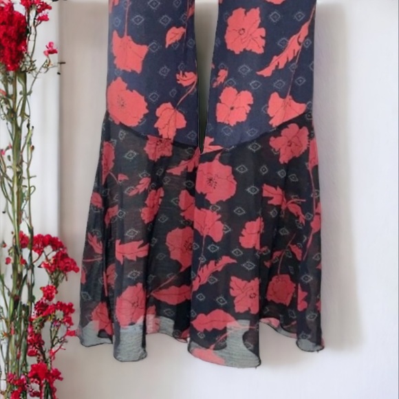 FREE PEOPLE AUSTYN FEMME FLORAL FLARE WIDE LEG RUFFLE TRIM JUMPSUIT SIZE S - Picture 8 of 11